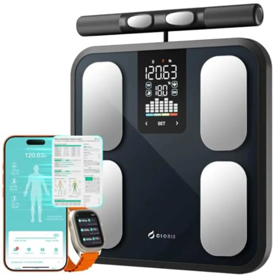 

CLORIS 8 Electrodes Digital Smart Scale FSAHSA Eligible for Body Weight Fat Accurate BMI Muscle Mass Body Composition Measureme