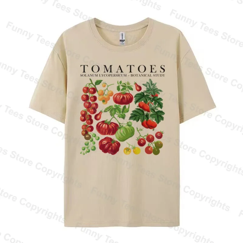 Tomato Girl Aesthetic T Shirt Vintage Botanical Graphic Tees Summer Cute Oversized Garden T-shirt Women Cottagecore Clothes Gift