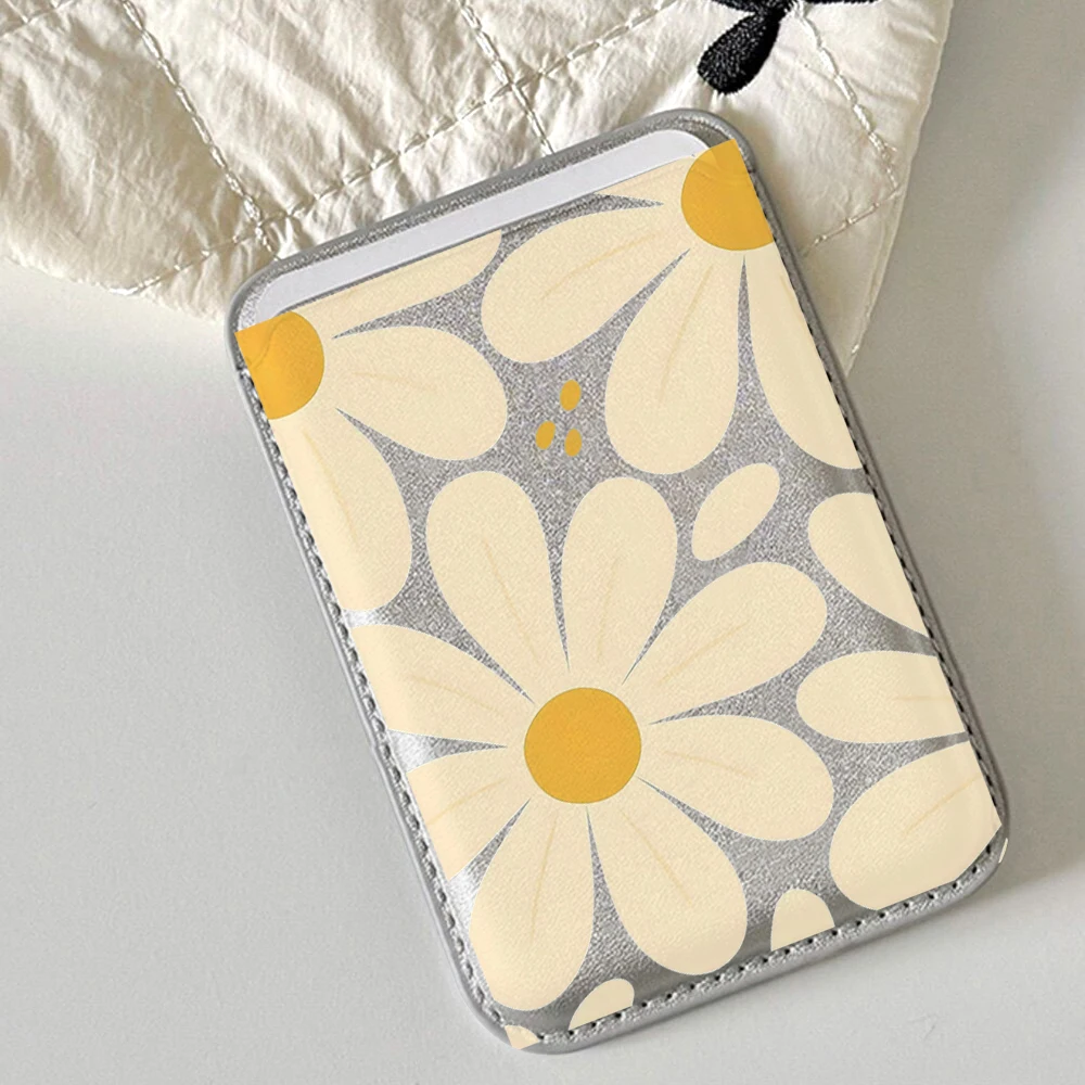 Blumen-Leder-Kartenetui Handyhülle Kartenhalter für Magnetische Hülle Geeignet für alle iPhones mit Magsafe-Kartenfunktion Rückseitentasche – Detail 4