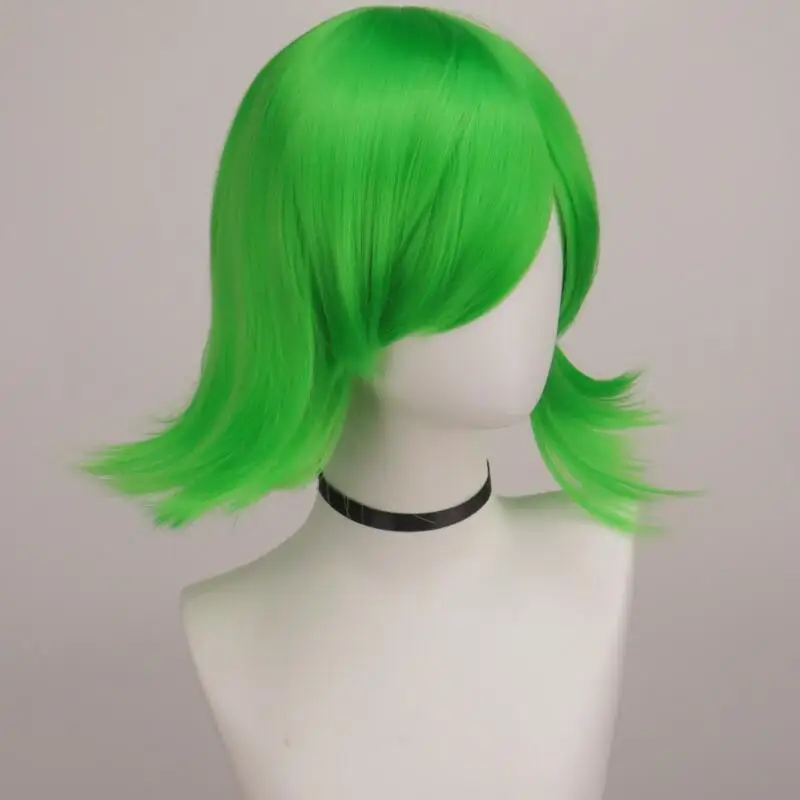 Anime Short Bob With Bangs Cosplay Wig Boy Girl Blue Green Heat Resistant Synthetic Fiber Wig For Halloween Role Play Daily Prop view 5