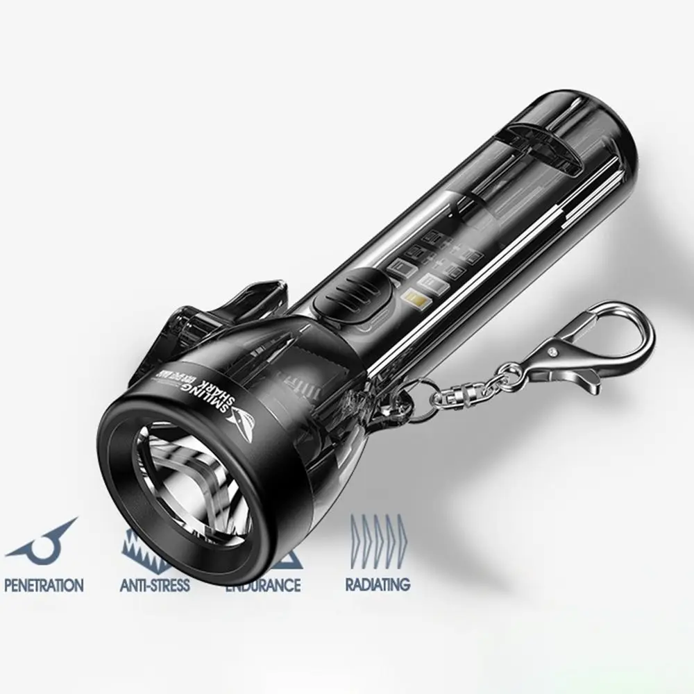 Portable Mini Keychain Flashlight USB Rechargeable 80 Lumen Pocket LED Flashlight with Buckle UV/Red Light Small Flashlight