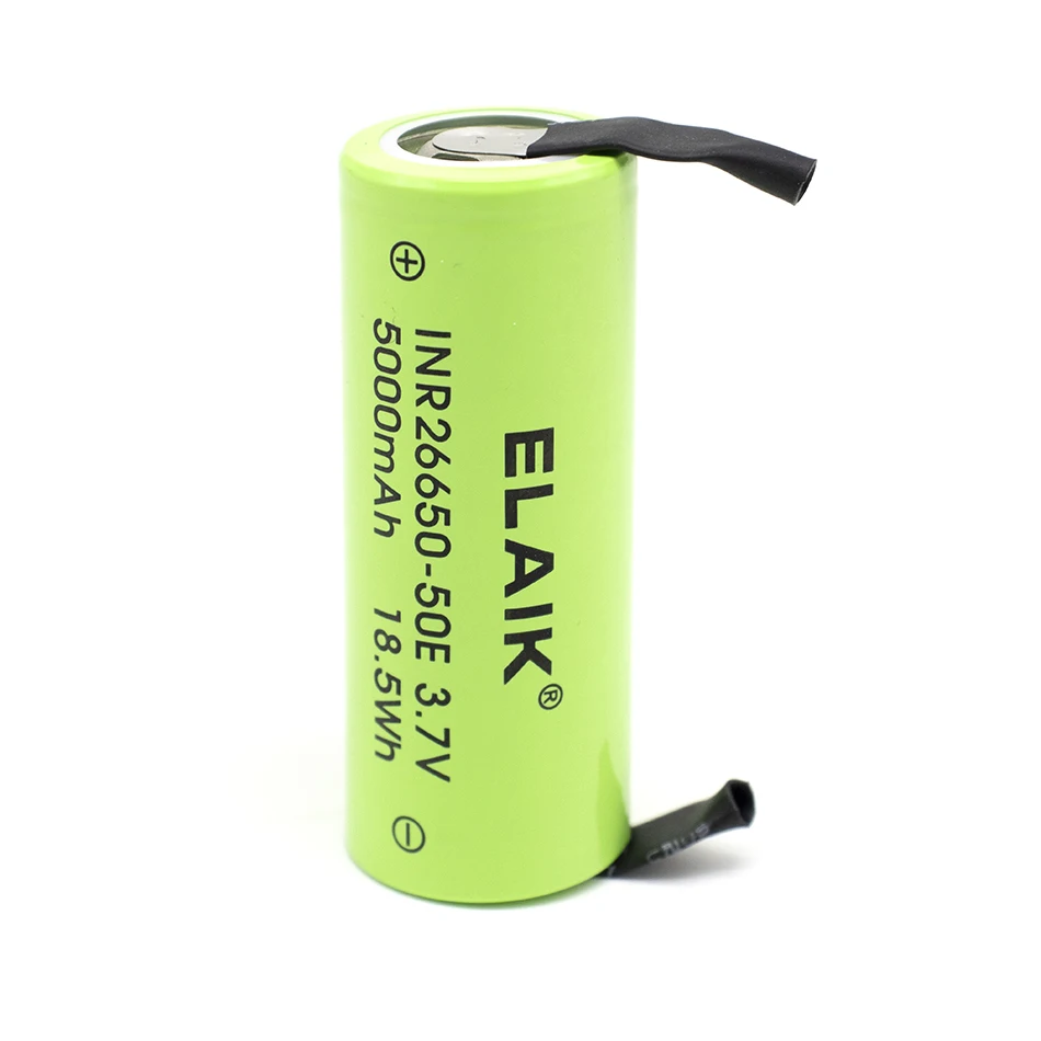 ELAIK 26650 5100mAh Li-ion 3.7v Rechargeable Battery 20A Discharge 3.6V Power batteries +DIY Nickel Sheets