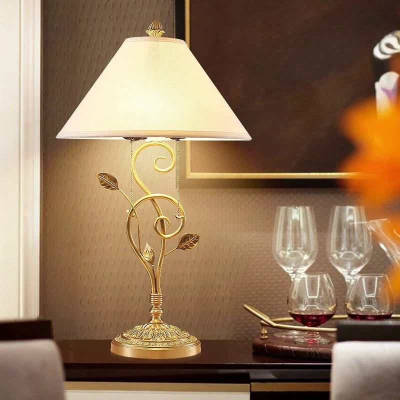 French retro living room light, musical note shaped desk lamp, all copper antique style countryside atmosphere light