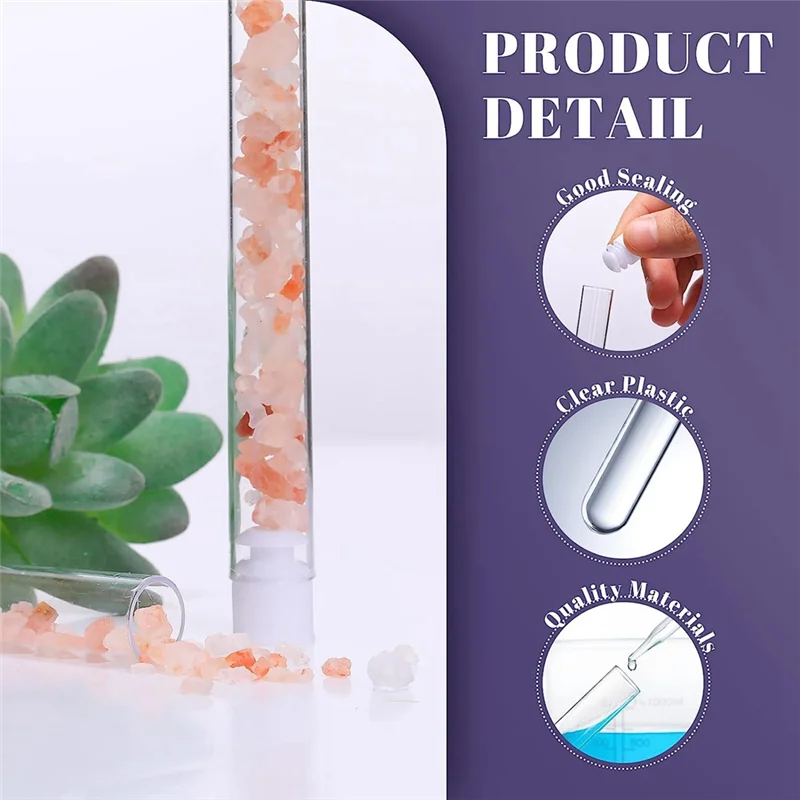 T88C 300 حزمة أنابيب اختبار البلاستيك الشفاف 12x100 مللي أنابيب بلاستيكية 12 مللي مع قبعات أنابيب الحلوى أنابيب مختبر الاختبار