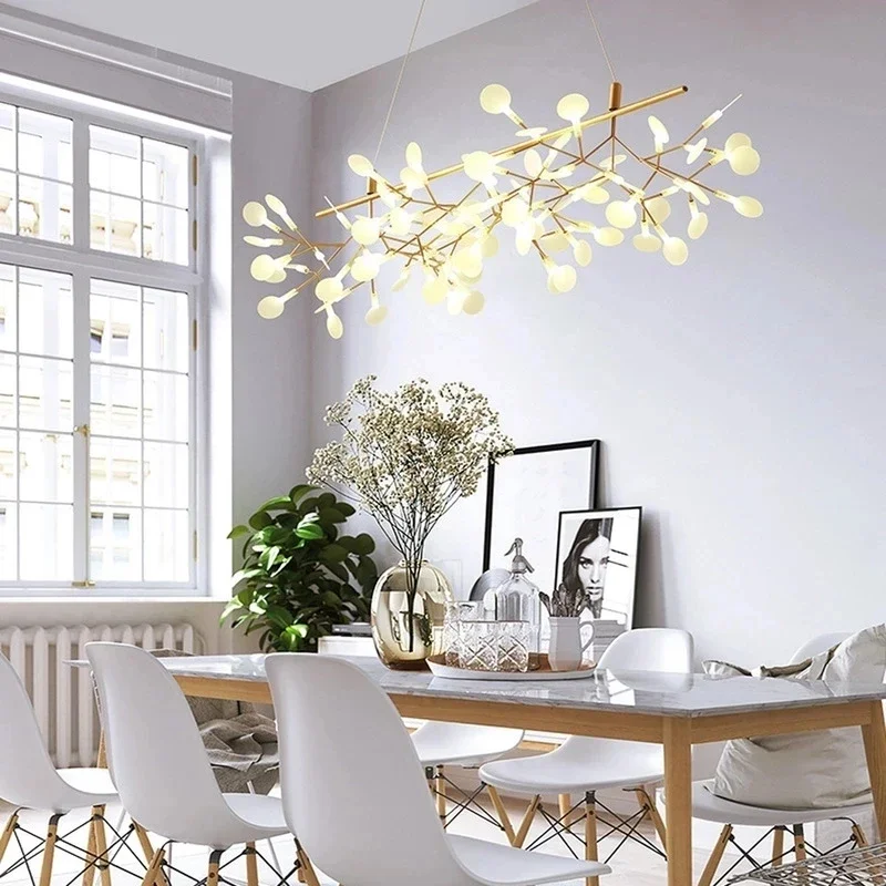 Round Branch LED Chandelier Light For Bedroom Living Room lounge Salon Office Black Modern Firefly Hanging Pendant Chandeliers