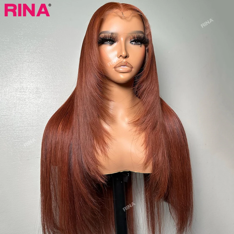 

13X4 Lace Frontal Wig Dark Orange Ginger Color Transparent Lace 13x6 Wig Human Hair Pre plucked 5X5 Closure For Black Women