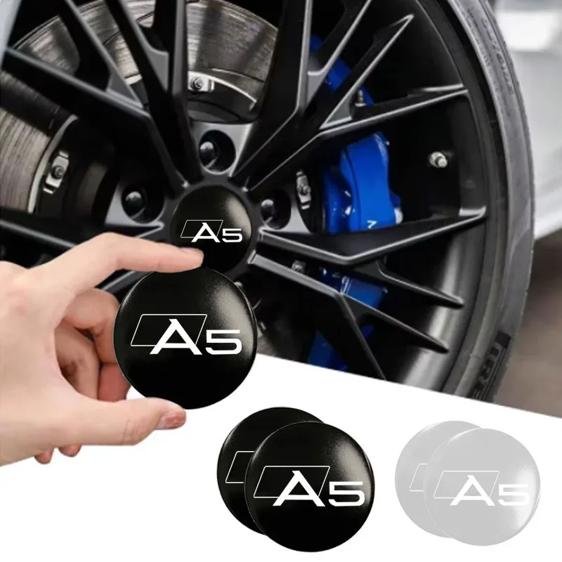 Car Wheel Center Hub Cap Sticker Car Badge Emblem sticker Decal For Audi A5 Car Accessories Sticky resistance Not easy to fall