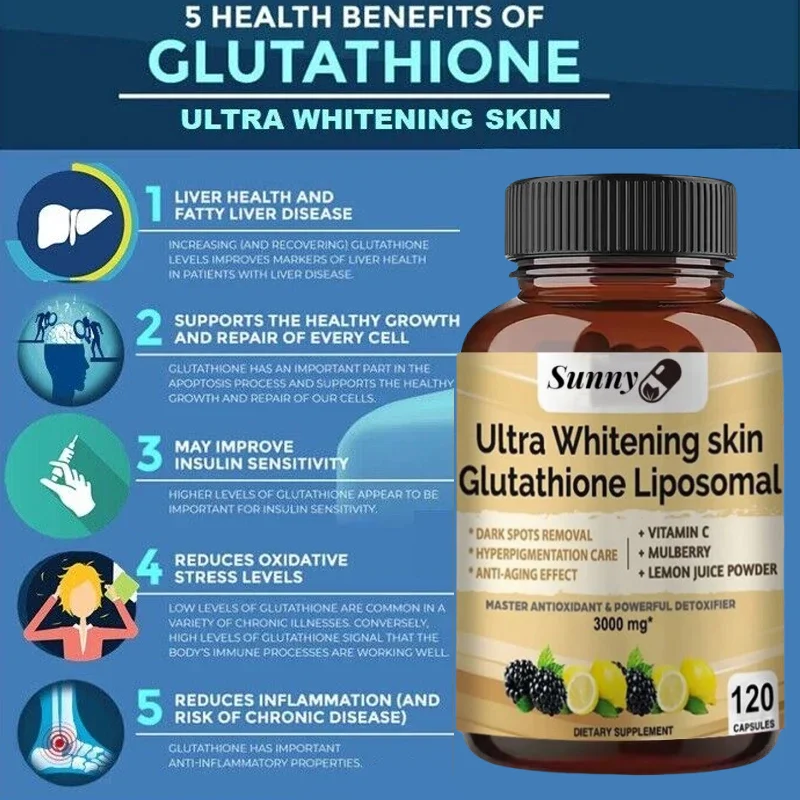 Super Skin Whitening Glutathione Liposomal Capsules - Antioxidant, Powerful Detoxifier, Overall Health, Vitamin C Supplement