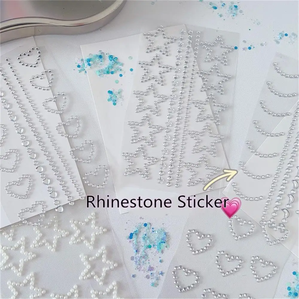 3D Rhinestone Star Heart Stickers Shiny Crystal Stationery Stickers Face Jewelry Crystal Diamond DIY Eyes Decoration Sticker