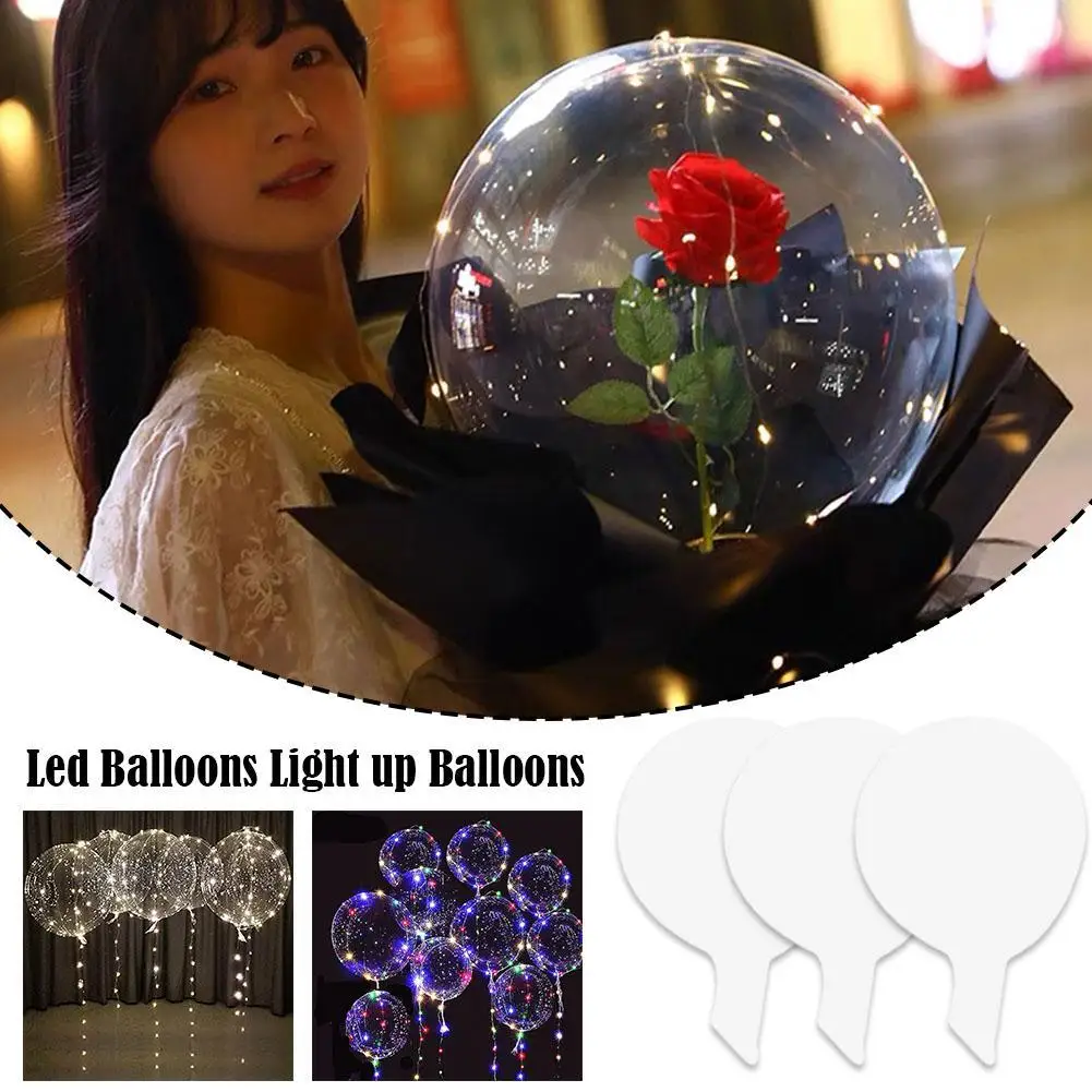 3Pcs Free Assembly Christmas LED Light Up Bobo Balloons Transparent Party Glowing Wave Ball Balloons For Christmas Party