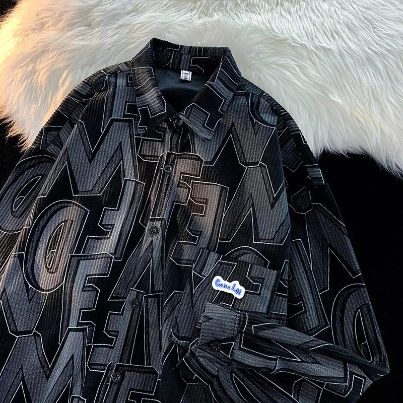 Jesienno-zimowa, duża rozmiarówka, sztruksowa kurtka męska, długa, dla puszystych, w stylu Hong Kong, modna, młodzieżowa, poliestrowa, codzienna.