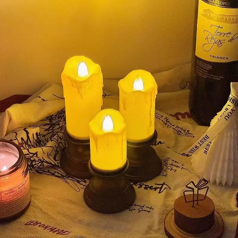 Creative LED Electronic Candle Light Christmas Retro Candles Lamp For Christmas Gifts Bedroom Desk Home Decor Candlelight Dinner image 2
