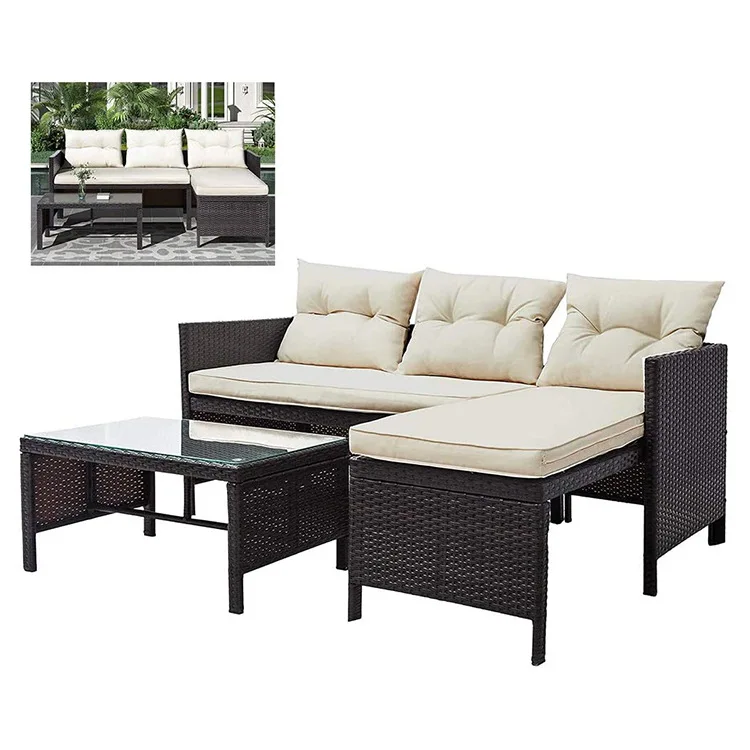 

Modern Outdoor Three-Piece Casual Tea Table Rattan Chair Combination For Courtyard Garden Terrace Villa Durable