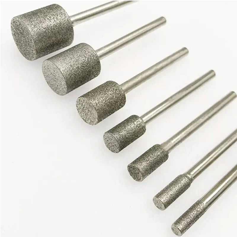 Mèches de meulage de bavure de diamant de 3mm-8mm, grain 60, foret de gravure de meulage de bavure de diamant, tige de 3mm pour perceuse, outil rotatif Dremel