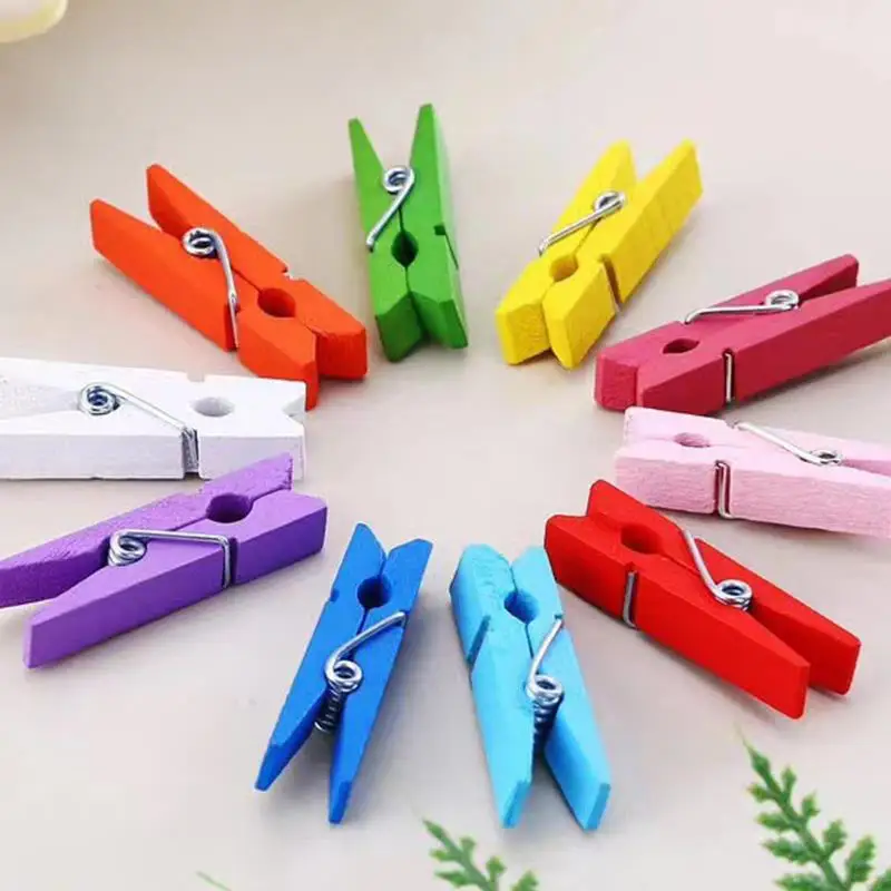 

25 шт. красочные мини-деревянные зажимы для фотографий, офисные зажимы, прищепка, сделай сам, свадебная вечеринка, деревянные зажимы, колышки, дропшиппинг