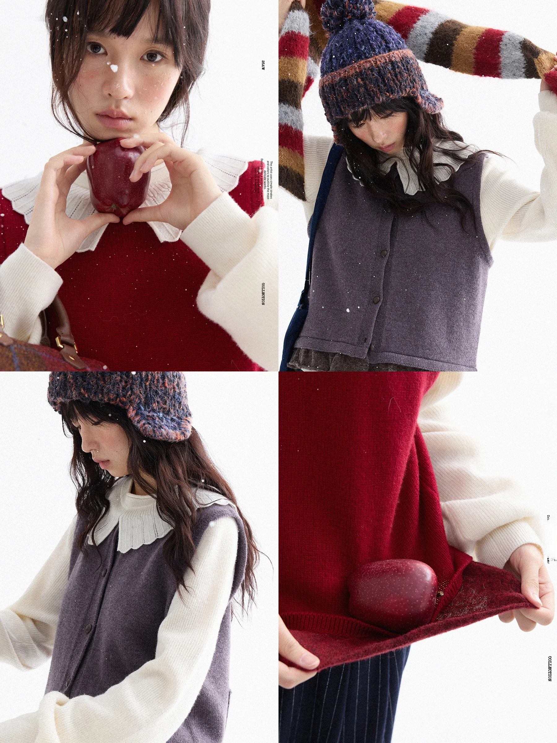 

Двусторонний вязаный жилет из 100% шерсти с круглым вырезом и кружевной отделкой, мягкий, в стиле ретро, прямого кроя, для работы