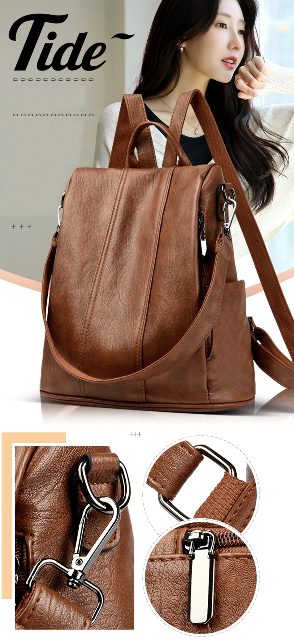 Luxury Brand Anti-Theft Women's Backpack High-Quality Leather Sac a Dos SchoolBag Knapsack for Female