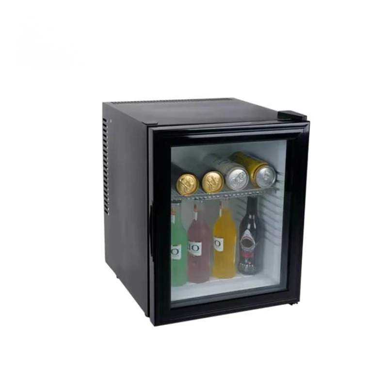 Black Mini Ice Cream Refrigerator Hotel and Office Mini Fridge Transparent Door Beauty Portable Mini bar with Glass Door