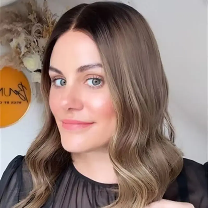 Glueless Preplucked Hairline 13x4 Ombre Warm Brown HD Lace Front Wig Synthetic Hair Wig Soft Wave Wig Heat Resistant Fiber 18''