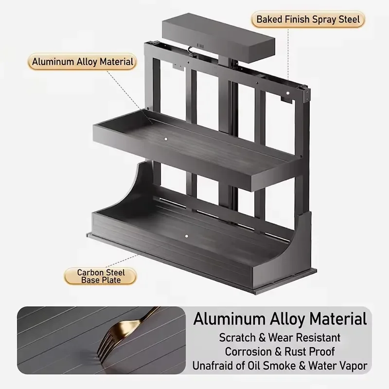 Lift Drop Motorized Elevator Hardware Smart Intelligent Tall Storage Kitchen Pull Down Electric Lifting Base Wall Cabinet