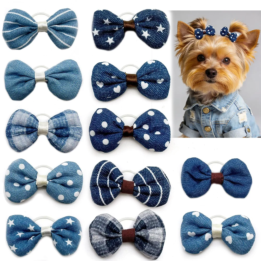 Denim Pet Bow Tie Set 6