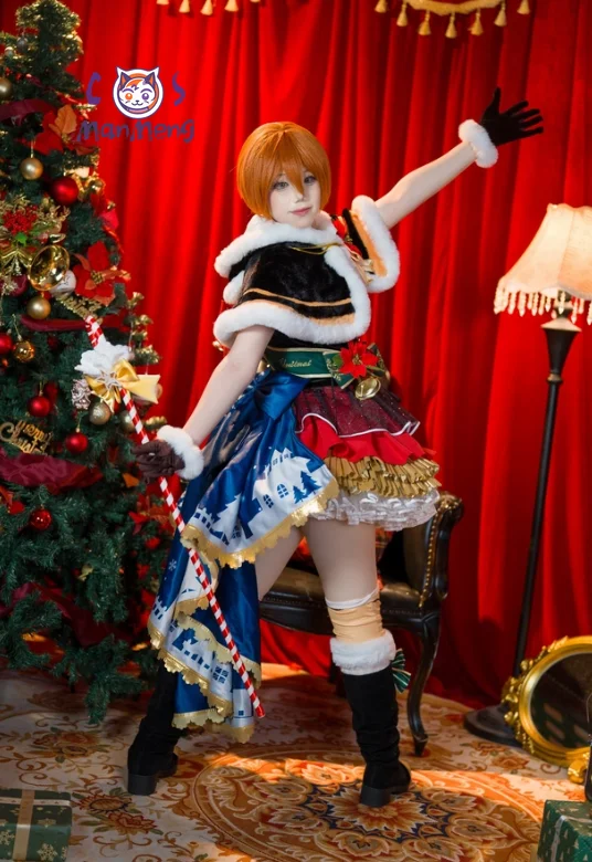 

Anime LoveLive! Honoka Kousaka Rin Hoshizora Christmas Red Gorgeous Lolita Dress Cosplay Costume New Year's uniform cloak socks