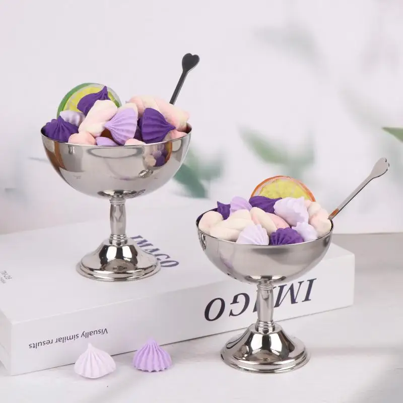 

Vintage Durable Stainless Steel Dessert Cup Pudding Milk Jelly Ice Cream Cup Bowl Salad Bowl Dessert Fruit Plate Snack Dish