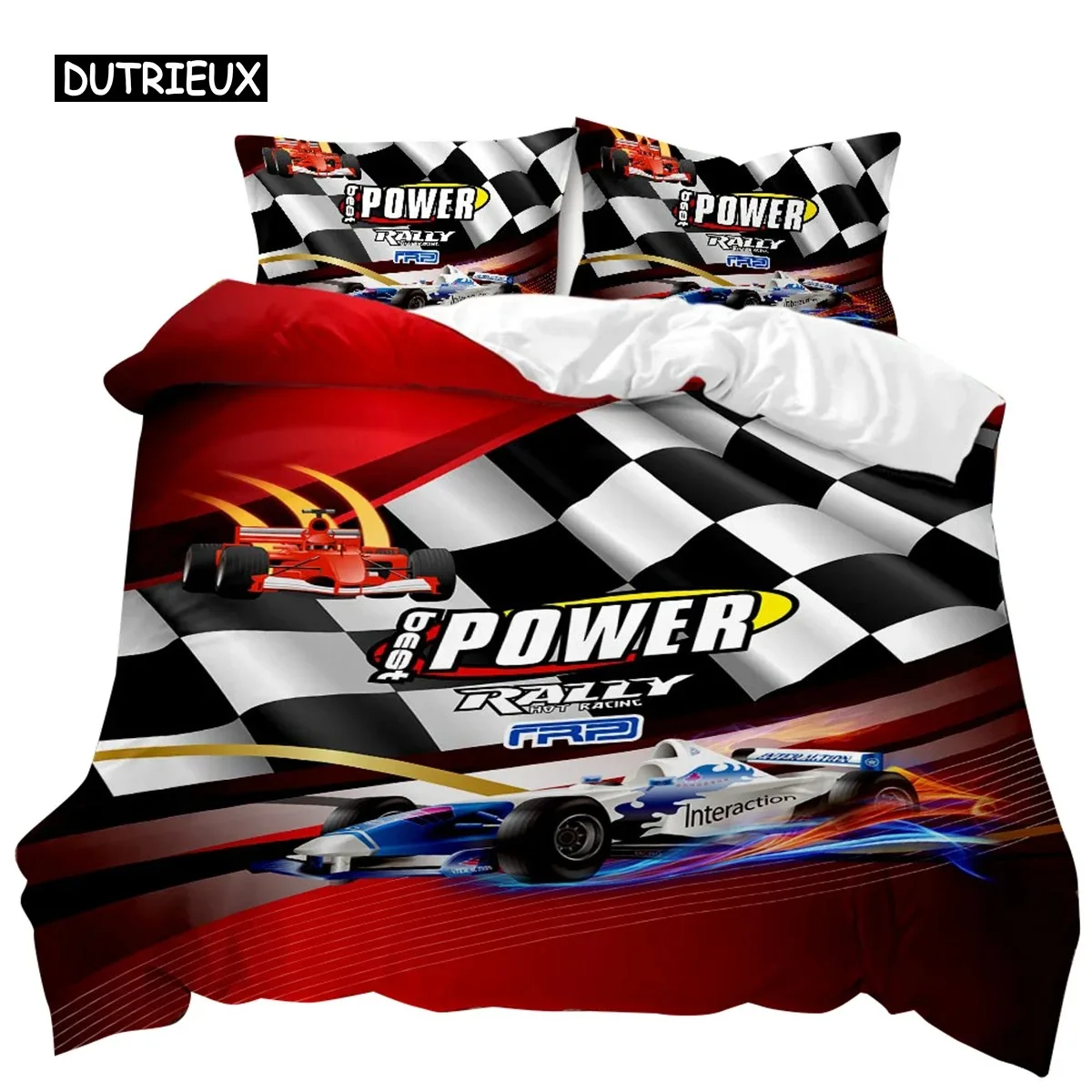 Racing Duvet Cover Dirt Bike Twin Size Race Car Competition Extreme Sports Comforter Cover Men Automobile Polyester Qulit Cover