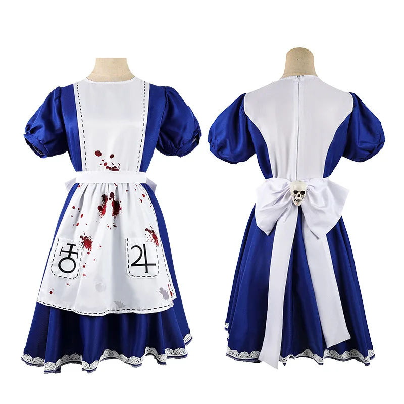 อะนิเมะ Alice Madness ชุดแม่บ้านถุงเท้าเกม Madness Returns Alice คอสเพลย์เครื่องแต่งกายสําหรับหญิงสาวคอสเพลย์ปาร์ตี้ฮาโลวีน
