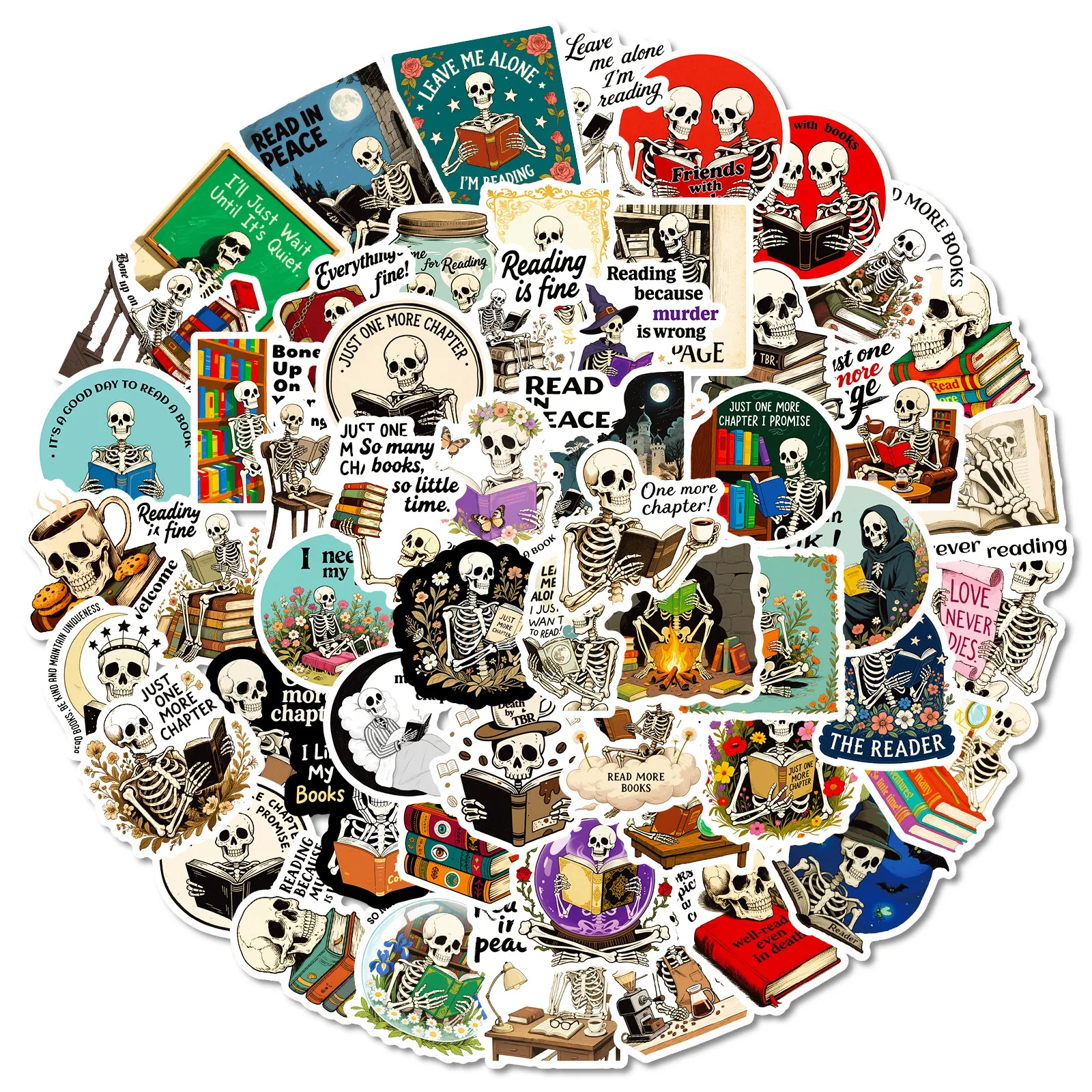 56 pçs dos desenhos animados esqueleto leitura adesivos criatividade graffiti decoração diy notebook mala guitarra skate telefone brinquedos decalques