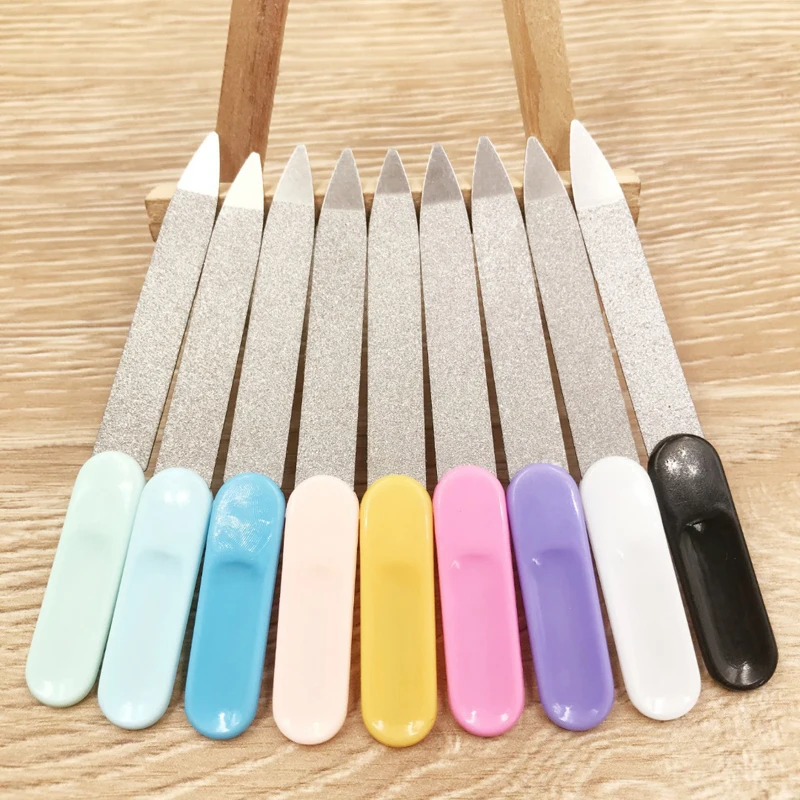 10/20 Pcs/Lot Reuse Nail Art Buffer Files Stainless Steel Plastic Handle Product Nail File Tools For Professional/Personal/Salon