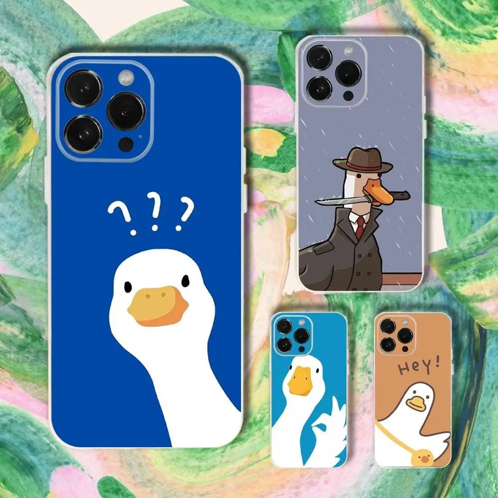 

Cute Duck Phone Case For iPhone 16,15,14,13,12,11 Plus,Pro,Max,XR,XS,Plus,E,SE4,Mini Transparent Cover