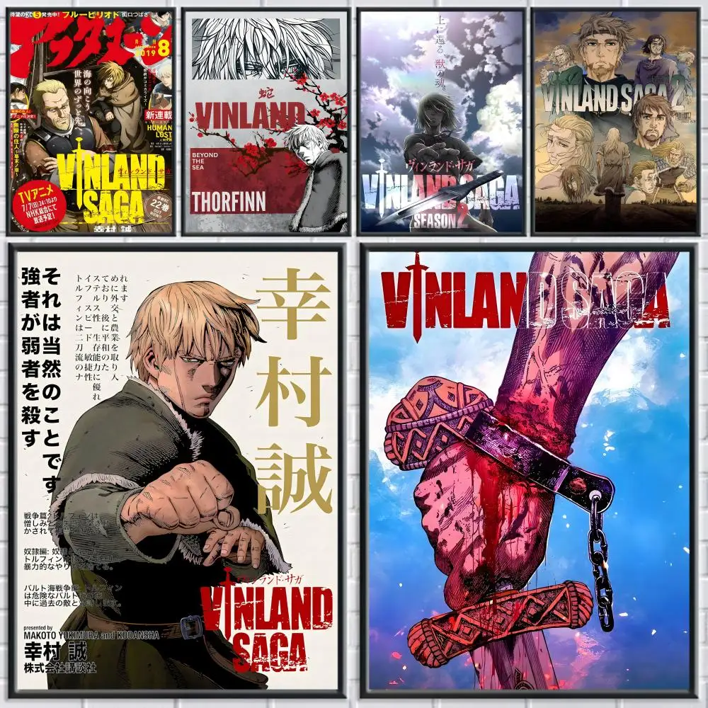 Anime V-Vinland Saga Poster Home Living Bed Room Bar Hallway Sticky Wall Printing Waterproof Aesthetic Decor