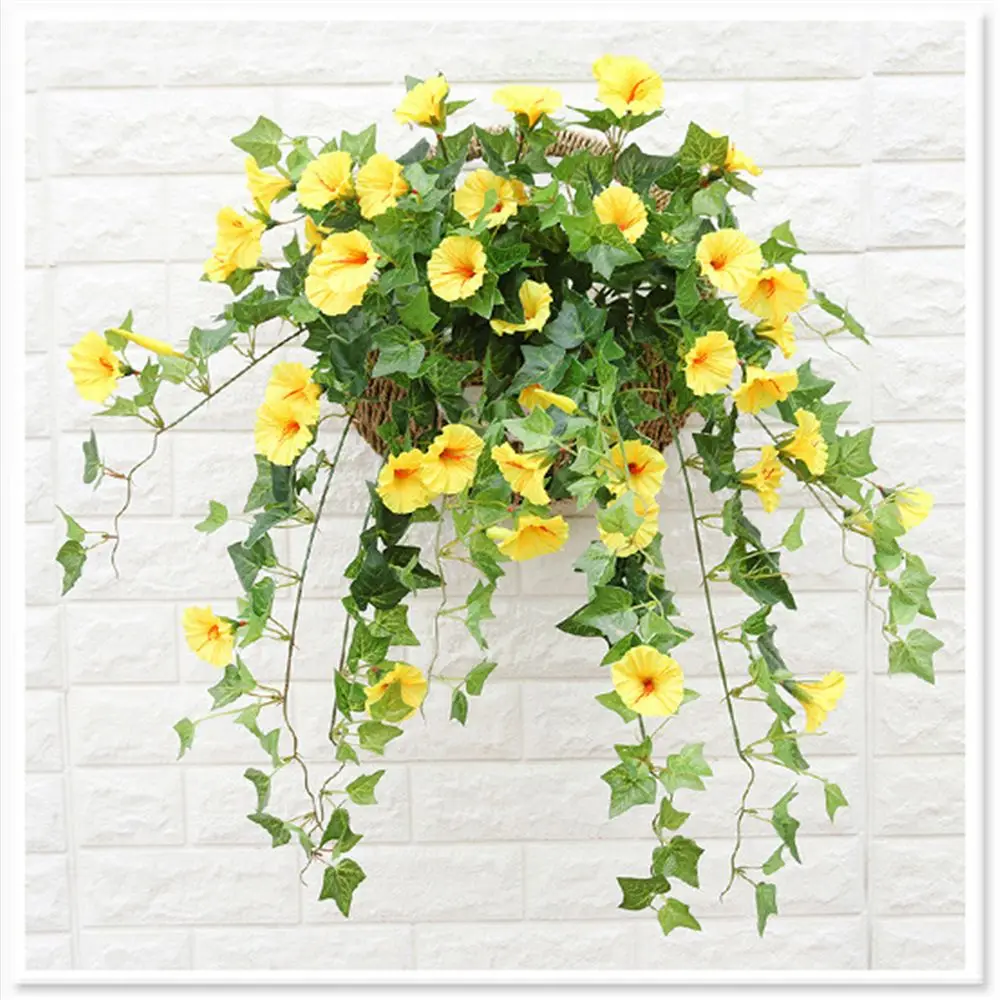 62cm 25 heads Wedding Home Decor Fake Silk Rattan Garden Artificial Flower  Morning Glory Hanging Plant Vine