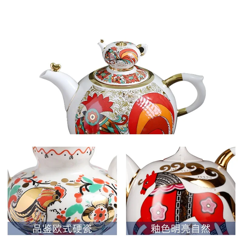 

Russian Royal Porcelain national style teapot series rose tableware