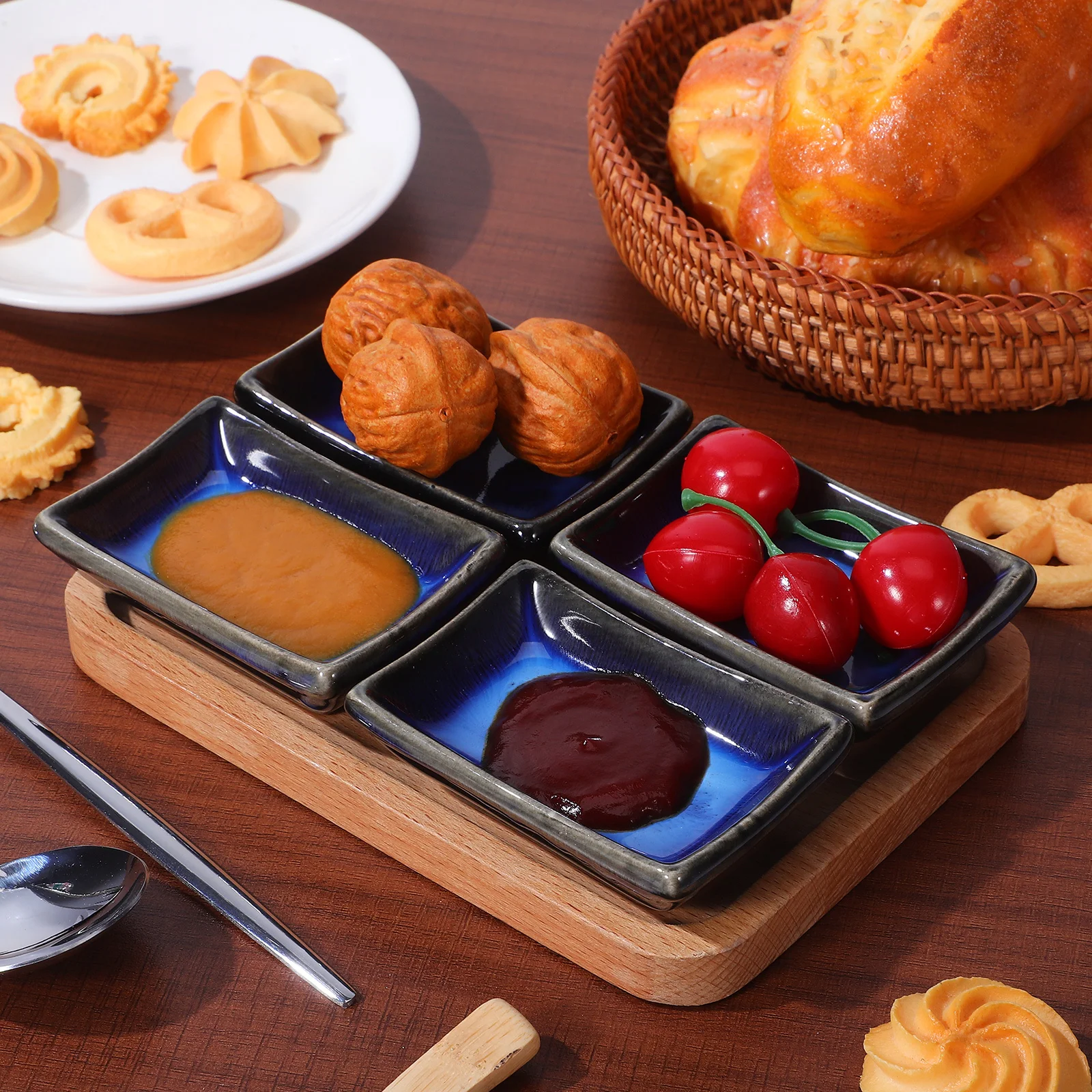 

4 Piece Small Dipping Bowls Ceramic Set for Soy Sauce Seasoning Appetizers Side Dishes Plates Japanese Style 3.5 inch