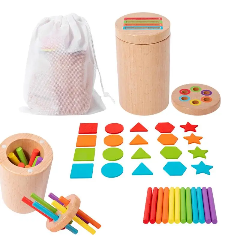 Montessori Color Matching Sorting Stick Balance Toy Wooden Matching Toys Fine Motor Skills Math Learning Educational Toys Kids