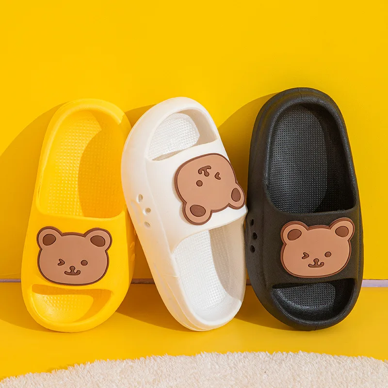Children's Slippers Cartoon Bean Shoes Male and Female Summer Babies Children's Non slip Parent Child Cool Slippers Female