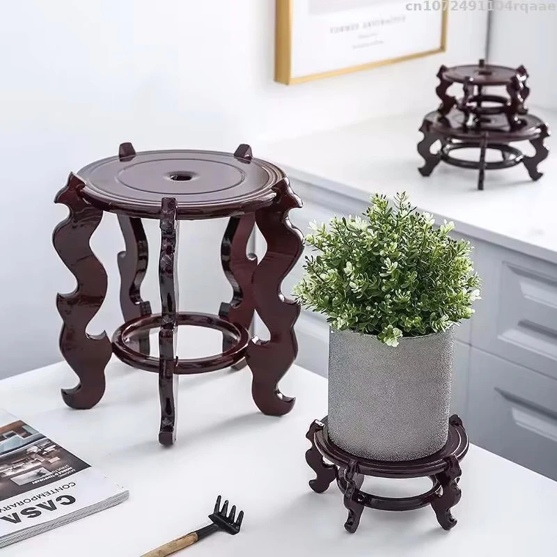 1-10pcs Solid Wood Standing Flower Base Strong Load-bearing Plant Bonsai Decor Shelf Wooden Tray Garden Balcony Planters Holder