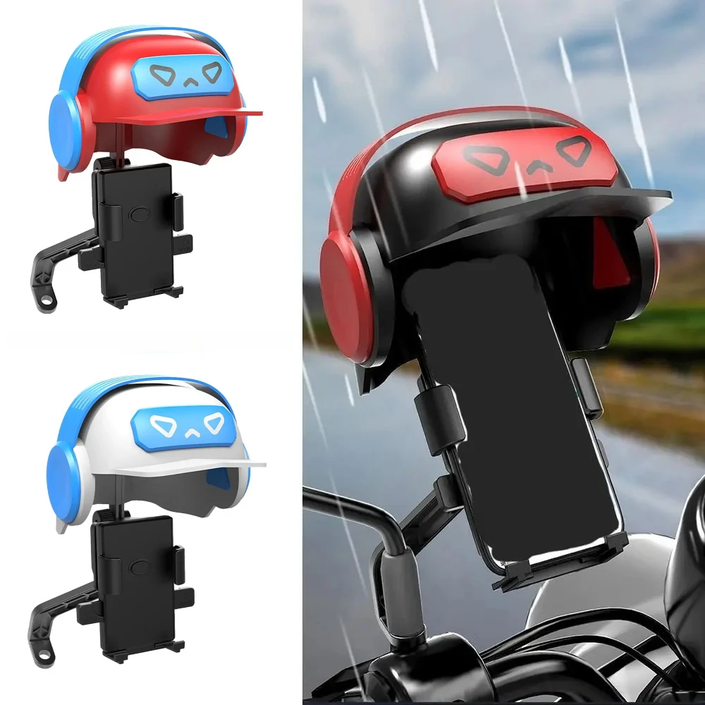 

360°Rotatable Cute Bicycle Phone Holder with Sunshade Helmets Durable for IPhone Xiaomi Riding MTB Bike Moto Stand Bracket