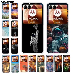 For Moto Razr 50 Case Clear Plastic Hard Painted Space Transparent Phone Covers for Motorola Razr 60 50 Coque Razr 2024 PC Cases