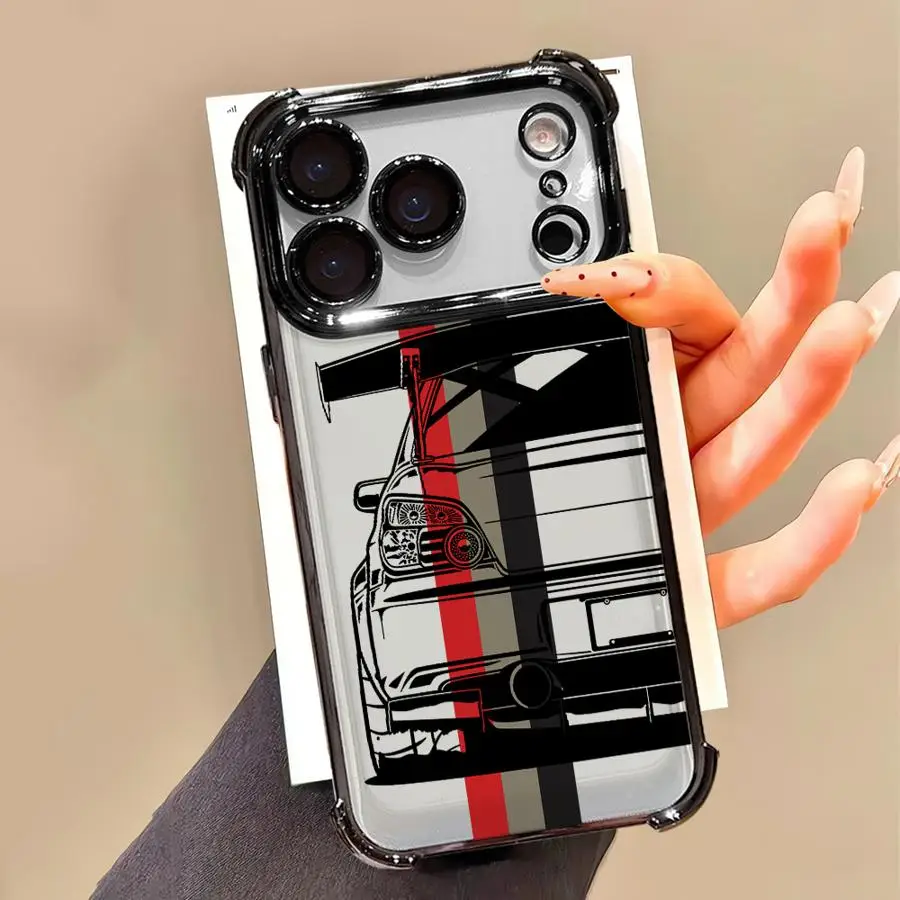 حافظة لهاتف آيفون 13 12 11 برو ماكس 16 15 14 بلس 16e 17 غطاء شفاف لسيارة الانجراف اليابانية