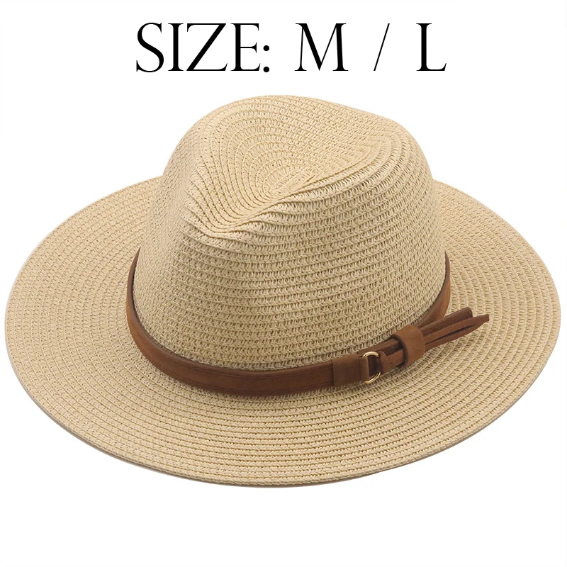 Large Size 56-58 59-60cm Straw Hat for Women Men UV Protection Natural Panama Hat Wide Brim Sun Hat Men  Fedora Beach Hat