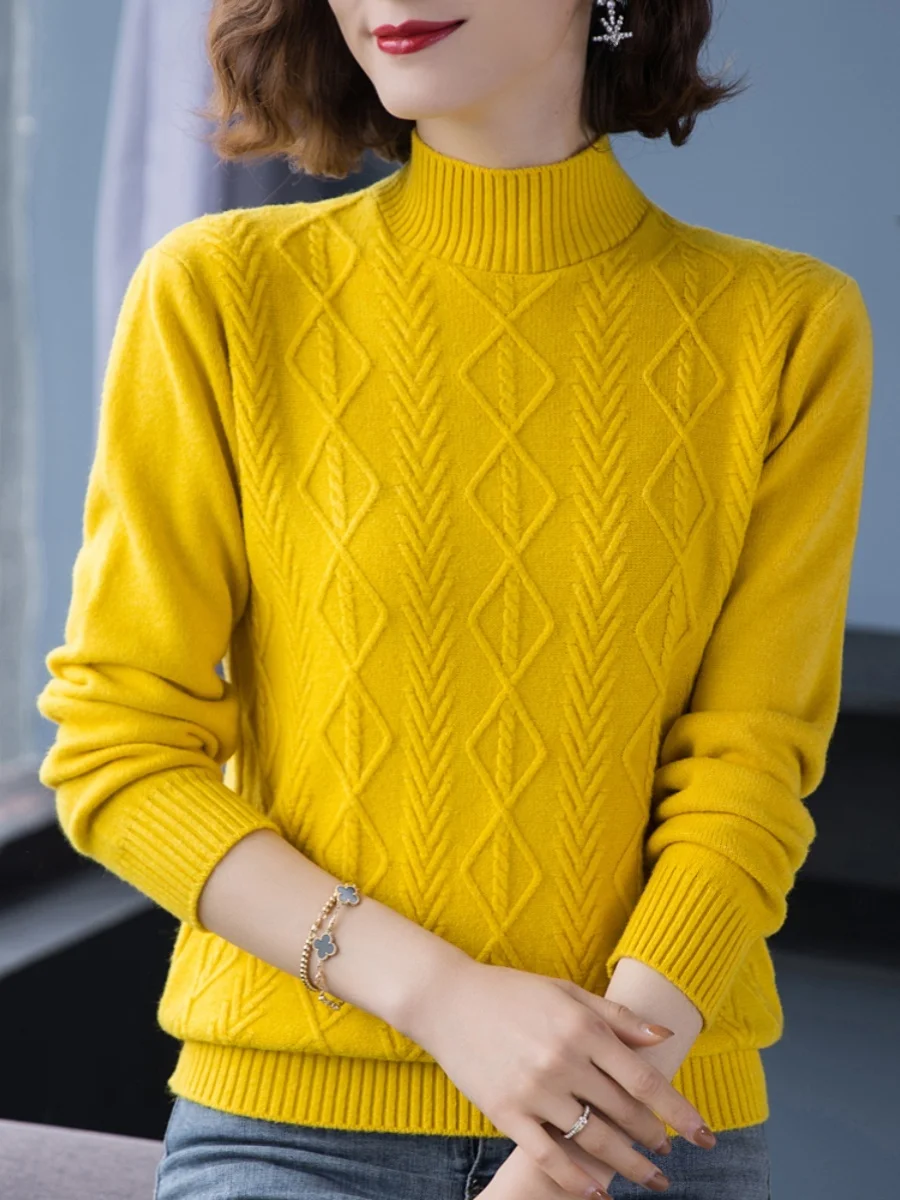 

2025 New Women's ort Thiened Knitted Sweater Autumn Winter f High round Ne Versatile Base Layer Tassel Knitwear