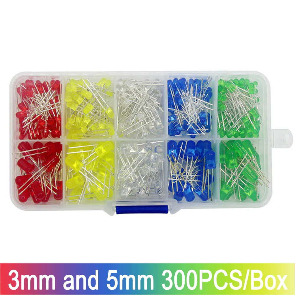 3MM 5MM Led Kit Mixed Color Red Green Yellow Blue White Light Emitting Diode Boxed DIY kit