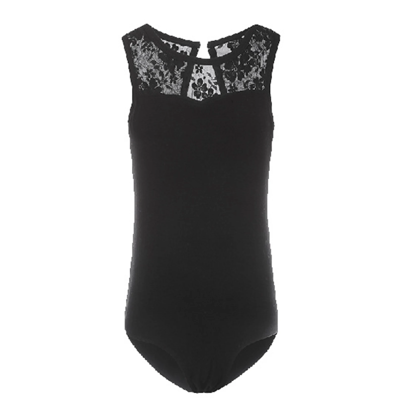 

Kids Girls Lace Patchwork Ballet Dance Leotard Sleeveless Keyhole Back Bodysuit for Gymnastics Dance Practice Performance