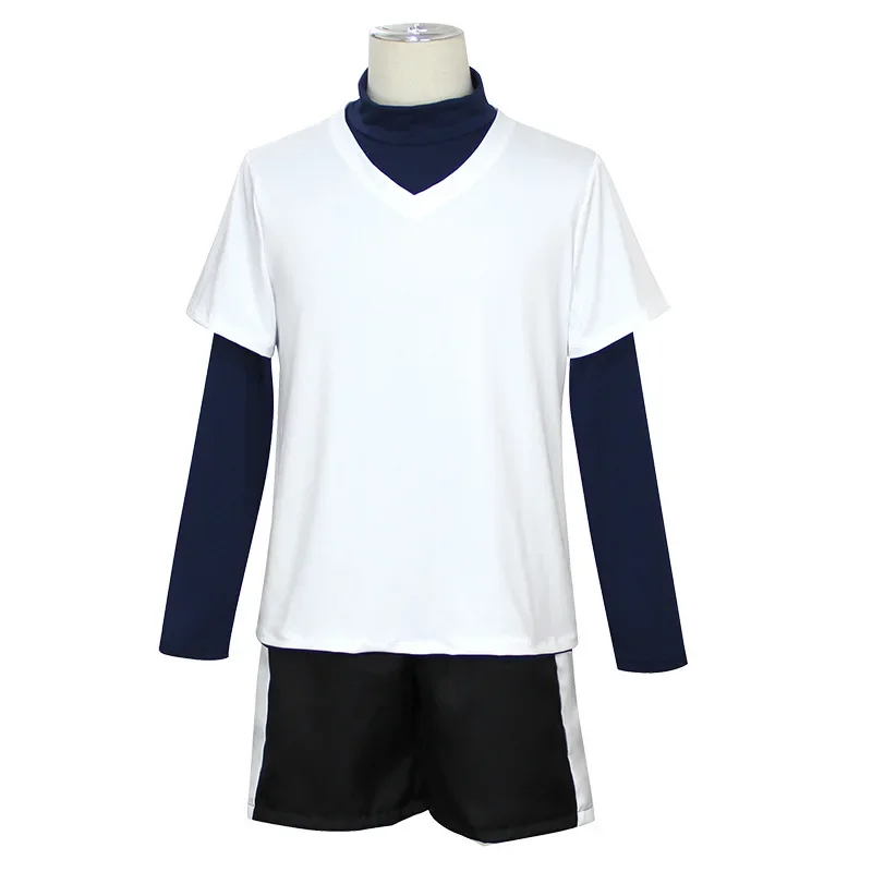 

Wetrose In Stock Killua Zoldyck Cosplay Costume Hunter Hantaa Kirua Zaoldyeck T shirt Full Set Wig Halloween Xmas New