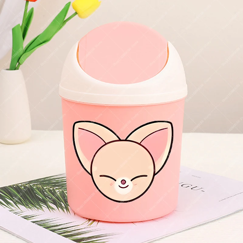 Student Cute Desktop Trash Can SKZ ooed Portable Plastic Waste Bin Accessories Anime Printed Garbage Organizer Kawaii Stationery - view 6