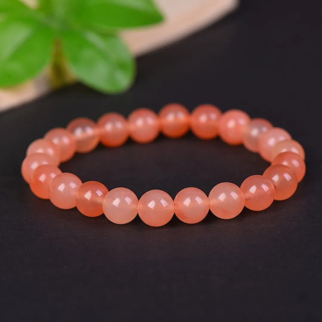 

Браслет из натуральных бусин цвета персикового цветка для мужчин и женщин, круглые бусины Ping An, модные и универсальные.