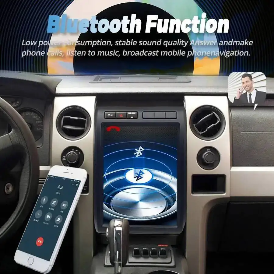 Auto Multimedia Video Player Vertical Screen For Ford F150 F-150 Raptor 2009-2012 12.1'' NAVI Android 15 Radio Navi GPS Stereo